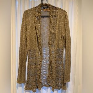 Beige long crocheted cardigan L